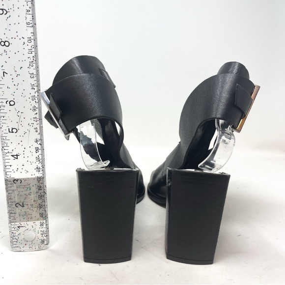 ZARA Woman Genuine Leather Open Toe Ankle Bootie in Block Heel. Black size 41 - Picture 6 of 9